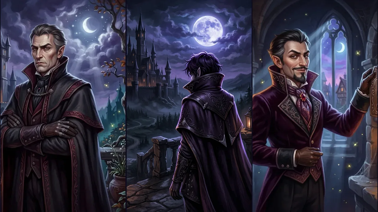The three members of the Dracula line — Count Dracula, your own vampire (shown from behind), and Viktor.