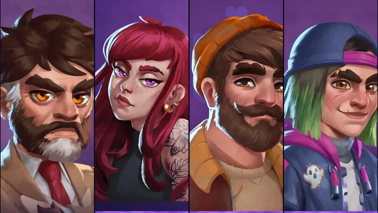Official character portraits of the four Logan werewolves — Brook, Saga, Ridge and Ludo.