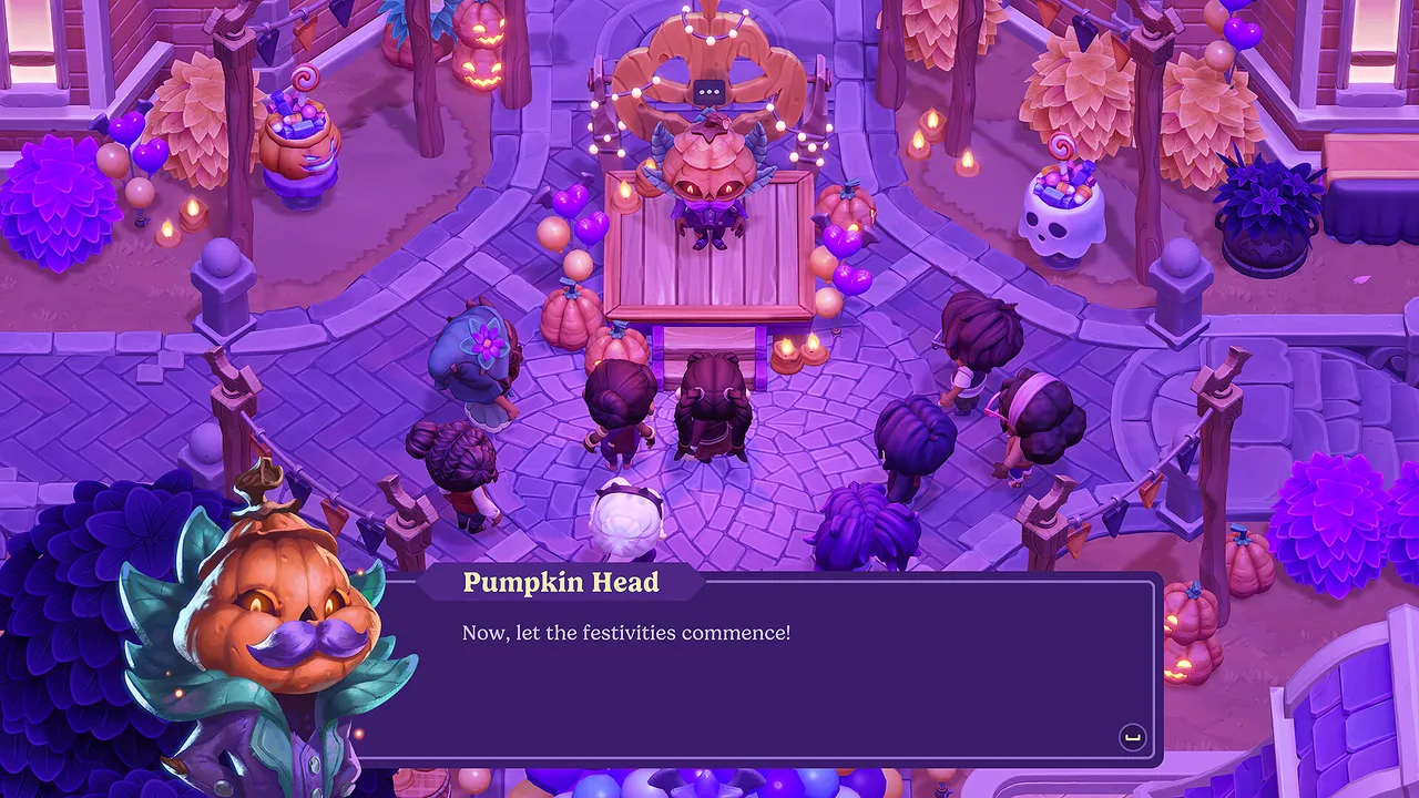 The Pumpkin Head festival in Moonlight Peaks, a lantern-lit autumn celebration in the town.