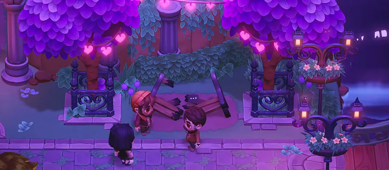 Moonlight Peaks player character registering at the town hall beside Brook