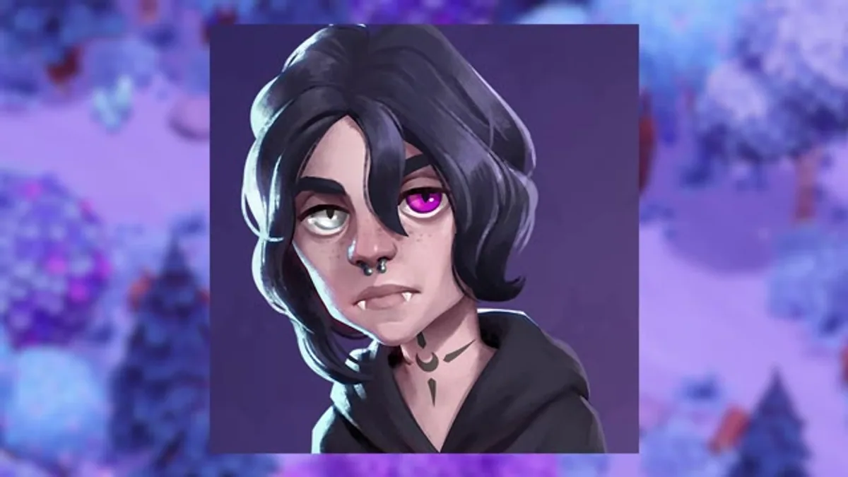 Evan's character portrait shown during a Moonlight Peaks romance overview video.
