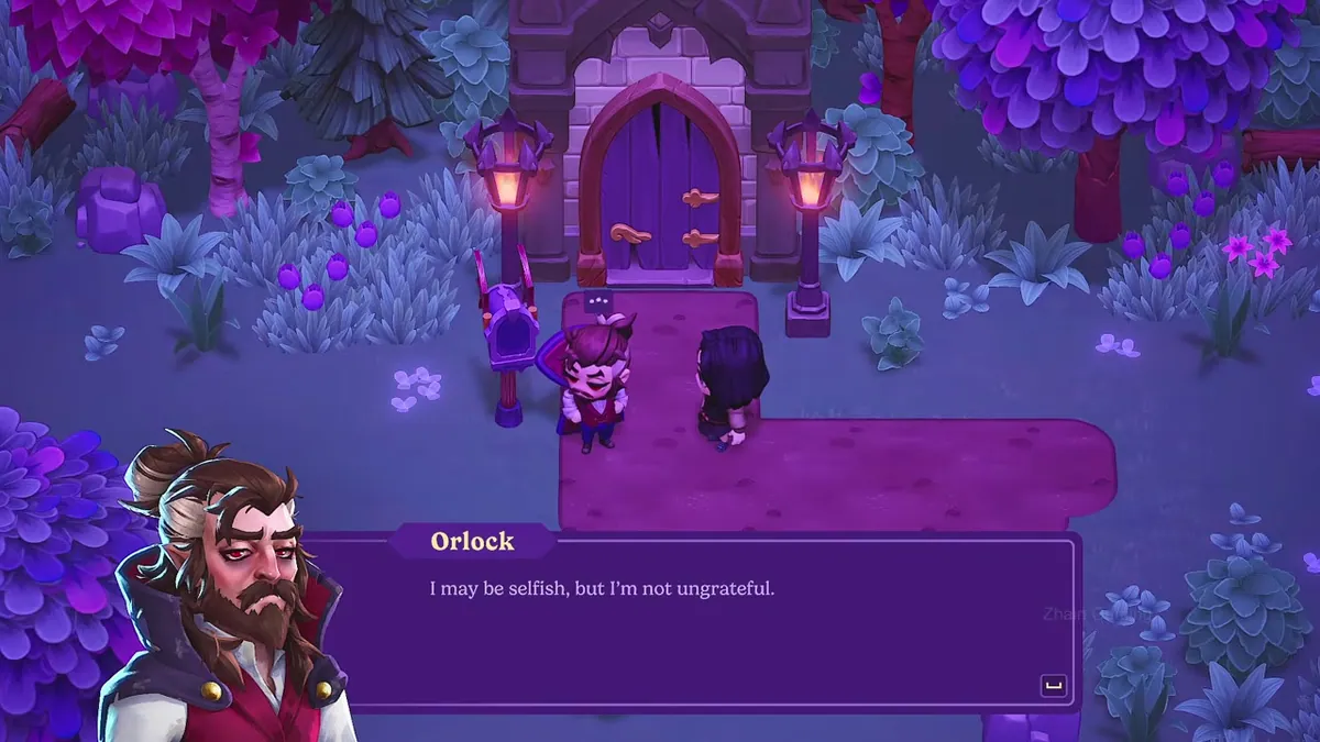 A full-release farming scene shows the flower and crop routine that naturally supplies Luna's gifts.