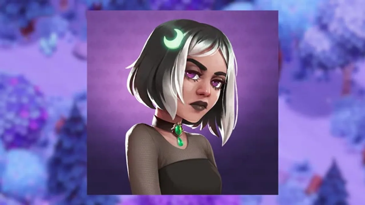 Sabrina's character portrait shown during a Moonlight Peaks romance overview video.