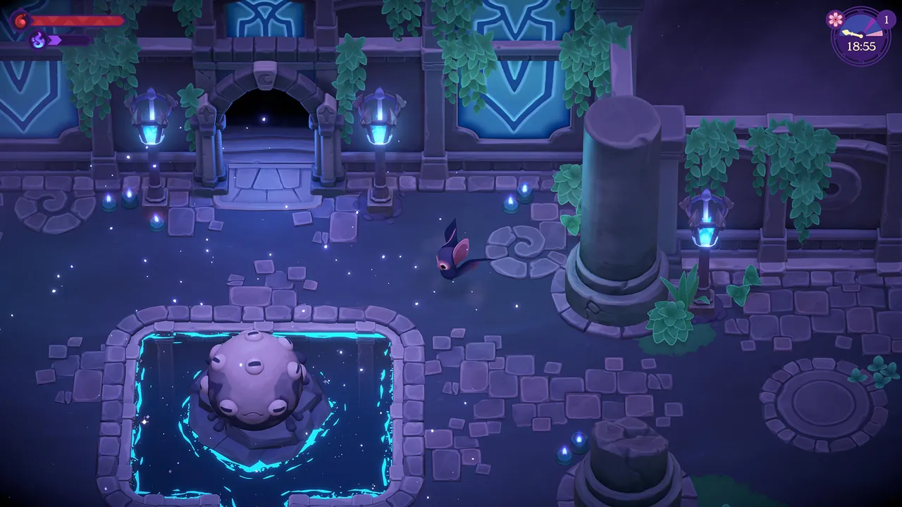 The catacombs of Moonlight Peaks explored in bat form — the supernatural, magical side of the vampire life-sim.